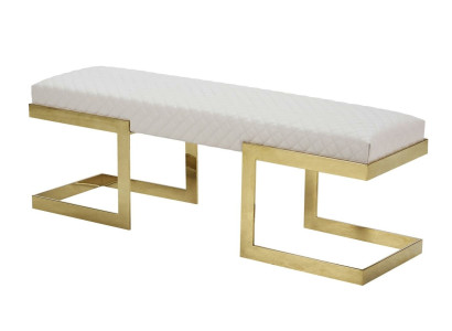 Leather Bench White Bedroom stainless steel Modern Design Furniture Luxury Stool Footstool